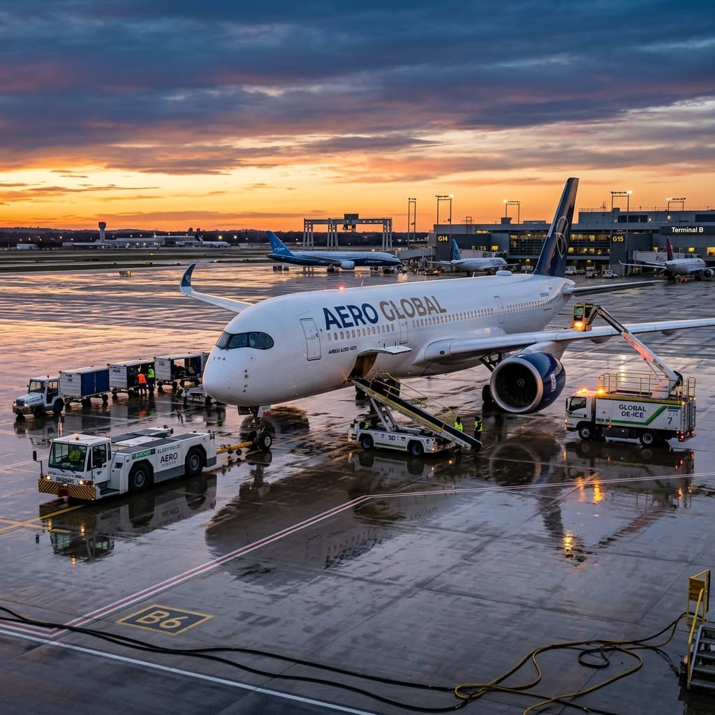 Aircraft and ground operations on the apron